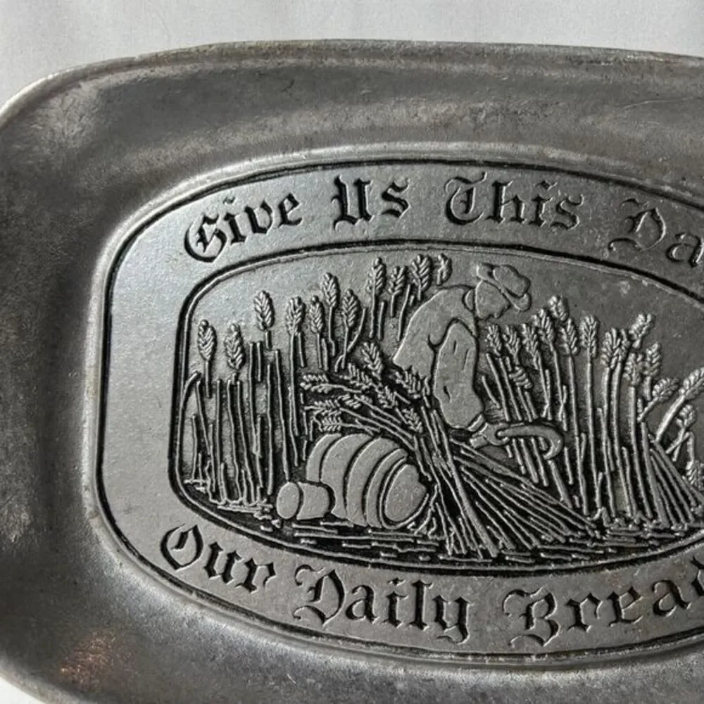 Wilton Columbia Bread Tray Plate Metalware Pewter‎ Give Us This Daily Bread